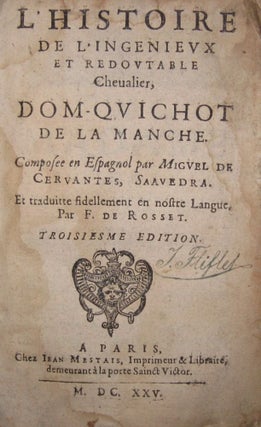 Item #001685 L'histoire de l'ingenieux et redoutable Chevalier Dom Quichot de la Manche. Miguel...