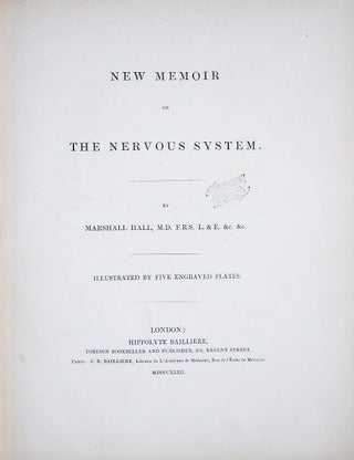 Item #001694 New Memoir on the Nervous System. Marshall HALL