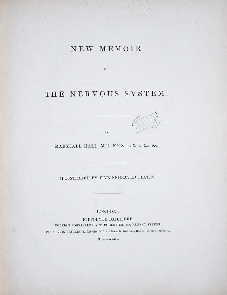 Item #001694 New Memoir on the Nervous System. Marshall HALL.