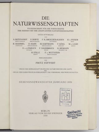 Über den Nachweis und das Verhalten der bei der Bestrahlung des Urans mittels Neutronen entstehenden Erdalkalimetalle (and 5 further articles)