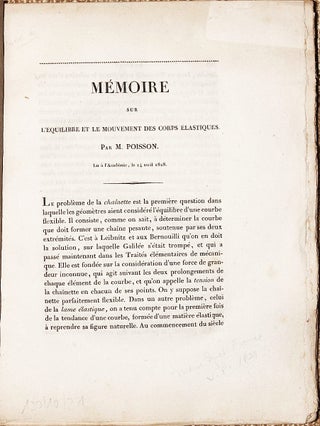 Mémoire sur l'equilibre et le mouvement des corps élastiques. Lu à l'Académie, le 14 Avril 1828