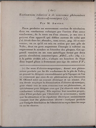 Expériences relatives à de nouveaux phénomènes électro-dynamiques.