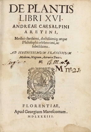 Item #001852 De plantis libri XVI. Andrea CESALPINO, Andreas CAESALPINUS