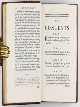 Vegetable Staticks; or, an account of some Statical Experiments on the Sap in Vegetables / Statical Essays: containing haemastaticks; or, an Account of some Hydraulick and Hydrostatical Experiments made on the Blood and Blood-Vessels of Animals.