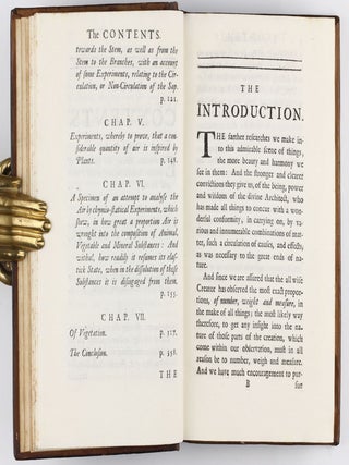 Vegetable Staticks; or, an account of some Statical Experiments on the Sap in Vegetables / Statical Essays: containing haemastaticks; or, an Account of some Hydraulick and Hydrostatical Experiments made on the Blood and Blood-Vessels of Animals.