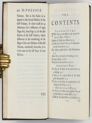 Vegetable Staticks; or, an account of some Statical Experiments on the Sap in Vegetables / Statical Essays: containing haemastaticks; or, an Account of some Hydraulick and Hydrostatical Experiments made on the Blood and Blood-Vessels of Animals.