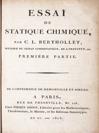 Essai de Statique Chimique.