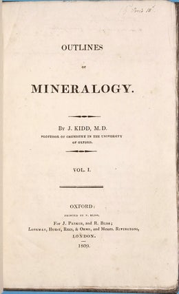 Item #001917 Outlines of Mineralogy. John KIDD