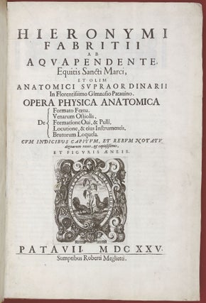Item #001938 Opera physica anatomica: de formato foetu, de venarum ostiolis, de formatione ovi et...
