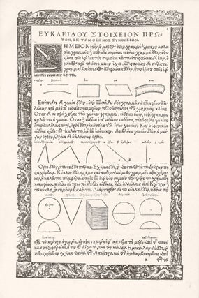 Stoicheion bibl. XV ek ton theonos synoysion. Proklou bibl. IV. (Elementa geometriae cum commento Procli. Graece ed. S. Grynaeus)