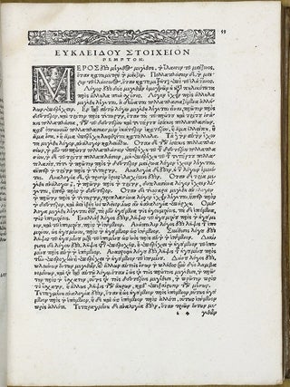 Stoicheion bibl. XV ek ton theonos synoysion. Proklou bibl. IV. (Elementa geometriae cum commento Procli. Graece ed. S. Grynaeus)