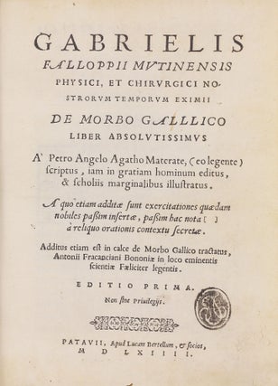 Item #002005 De morbo gallico liber absolutissimus...Additus etiam est in calce De morbo Gallico...