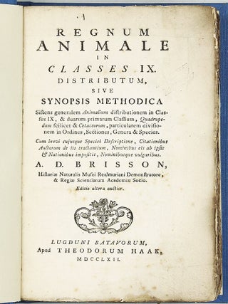 Item #002102 Regnum Animale In Classes IX. Distributum : Sive Synopsis Methodica Sistens...
