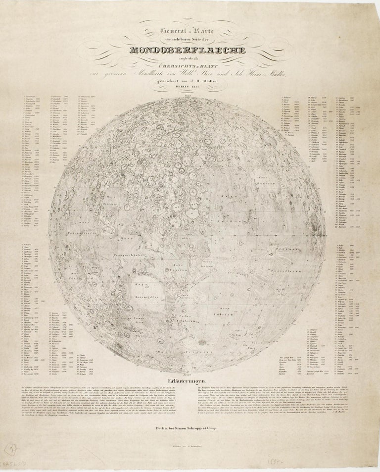 Item #002124 General-Karte der sichtbaren Seite der Mondoberflaeche, zugleich als Übersichts-Blatt zur grösseren Mondkarte / von Wilh. Beer und Joh. Heinr. Mädler; gezeichnet von J. H. Mädler. Johann Heinrich MÄDLER.