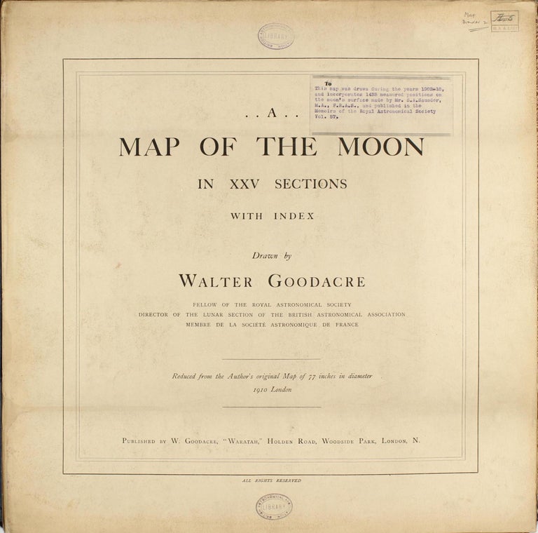 Item #002186 A Map of the Moon in XXV Sections with Index. Walter GOODACRE.