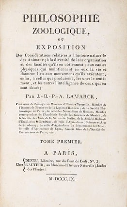 Item #002289 Philosophie Zoologique, ou Exposition des Considérations Relatives à l'Histoire...