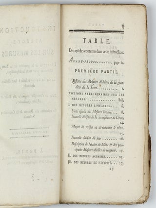 Instruction abrégée sur les mesures déduites de la grandeur de la terre, uniformes pour toute la République. . .