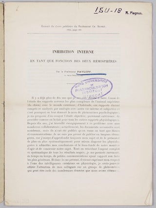 Four rare offprints, including one presentation copy, by PAVLOV from the Norman library.