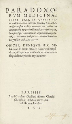 Paradoxorum medicinae libri tres...