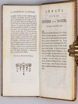 Systême de la Nature. Ou des Loix du Monde Physique & du Monde Moral.