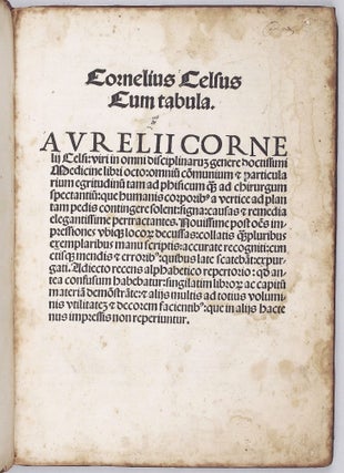 Item #002454 Aurelii Cornelii Celsi Medicine libri octo. Aurelius Cornelius CELSUS