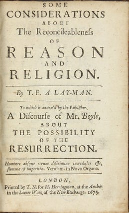 Item #002498 Some Considerations about the Reconcileableness of Reason and Religion. By T.E. A...