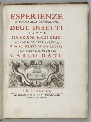 Item #002511 Esperienze intorno alla generazione degli' insetti . . . scitte in una lettera all'...