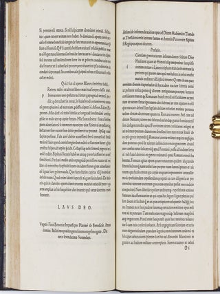 Scriptores rei Militaris. Four parts in one: I. FRONTINUS, Sextus Julius. De re militari (Strategematicon). 10 July 1495; II.VEGETIUS, Flavius. De re militari, n.d.; III.AELIANUS. De ins truendis aciebus, 16 Nov. 1495; IV.MODESTUS. De vocabulis rei militaris. n.d. (General colophon) 17 Jan. 1496.