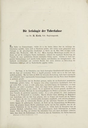 Item #002623 Die Aetiologie der Tuberkulose. / Experimentelle Studien über die künstliche...