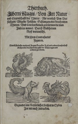 Item #002637 Thierbuch. Von Art Natur und Eygenschafft der Thierer, Als nemlich Von Vierfüssigen...