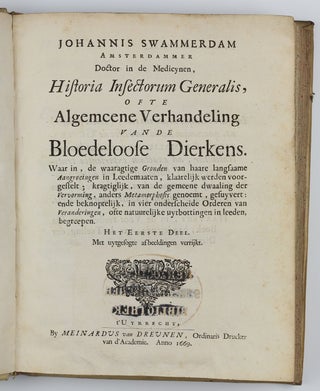 Item #002641 Historia Insectorum Generalis; ofte, Algemeene Verhandeling van de Bloedloose...