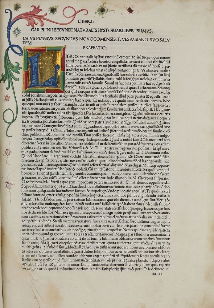 Item #002658 Historia Naturalis, Caius plinius marco suo salutem. Gaius PLINIUS SECUNDUS.