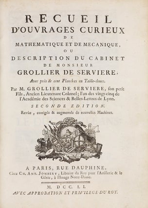 Item #002739 Recueil d'ouvrages curieux de mathematique et de mecanique. Seconde edition . . ....