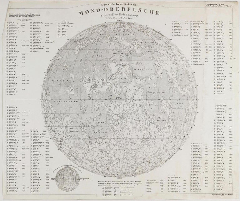Item #002742 Die sichtbare Seite der Mond-Oberfläche bei voller Beleuchtung nach Beer u. Mädler's Karte. Adolph STIELER.