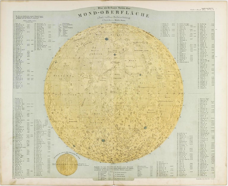 Item #002743 Die sichtbare Seite der Mond-Oberfläche bei voller Beleuchtung nach Beer u. Mädler's Karte. Adolph STIELER.
