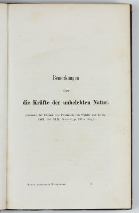 Author's dedication copy to Gustav Wiedemann: Die Mechanik der Wärme in gesammelten Schriften.