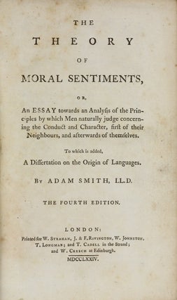 Item #002793 The Theory of Moral Sentiments. . . To which is added a dissertation on the origin...