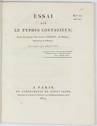 Item #002804 Essai sur le typhus contagieux. Charles-Severin NERET