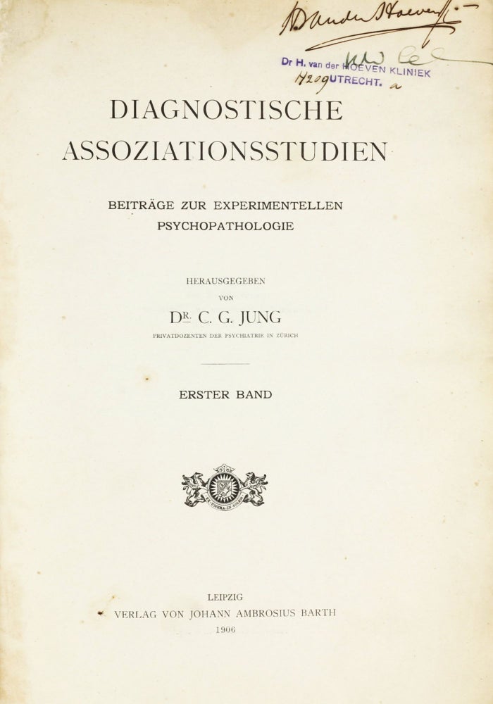 Item #002854 Diagnostische Assoziationsstudien. Beiträge zur experimentellen Psychopathologie. Two parts in one volume. Carl Gustav JUNG.