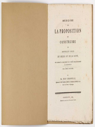 Mémoire sur la proposition de construire de nouvelles tables du soleil et de la lune, qui a remporté le prix proposé par la Société roïale des sciences de Copenhague pour l'anneé MDCCLXXIX.