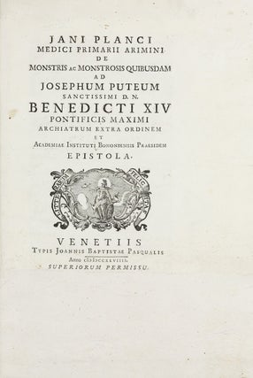 Item #002899 De monstris ac monstrosis quibusdam ad Josephum Puteum. Giovanni Battista BIANCHI,...