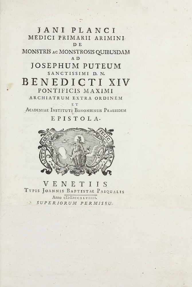 Item #002899 De monstris ac monstrosis quibusdam ad Josephum Puteum. Giovanni Battista BIANCHI, Janus PLANCUS.