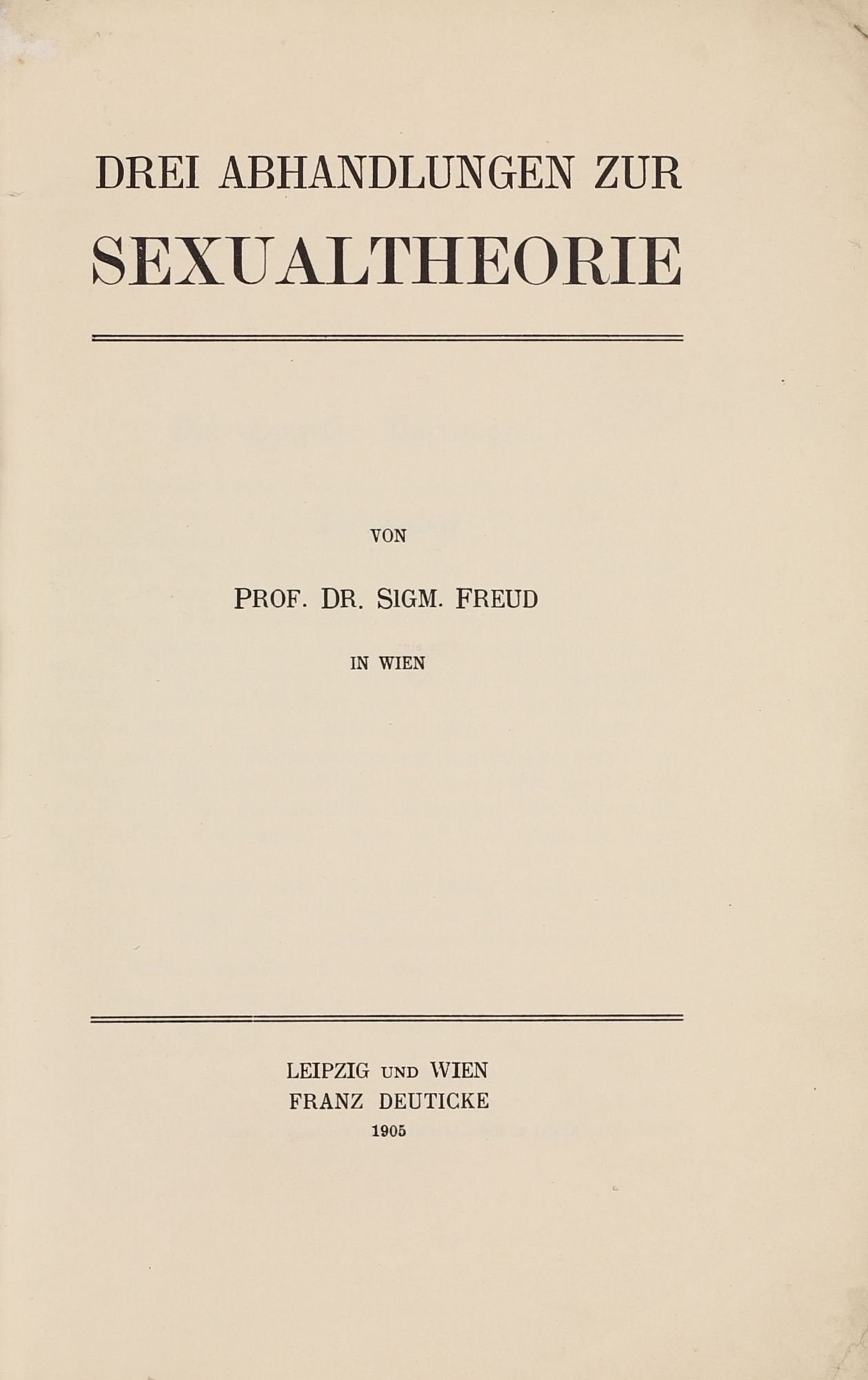 Drei Abhandlungen zur Sexualtheorie | Sigmund FREUD | 1st Edition