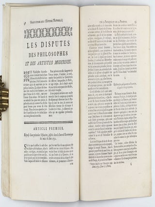 Observations sur l'histoire naturelle, sur la physique et sur la peinture. Avec des planches imprimées en couleur. Cet ouvrage renferme les secrets des arts, les nouvelles découvertes, & les disputes des philosophes & des artistes modernes. Année 1752. Vol. 1 (Part I) only.
