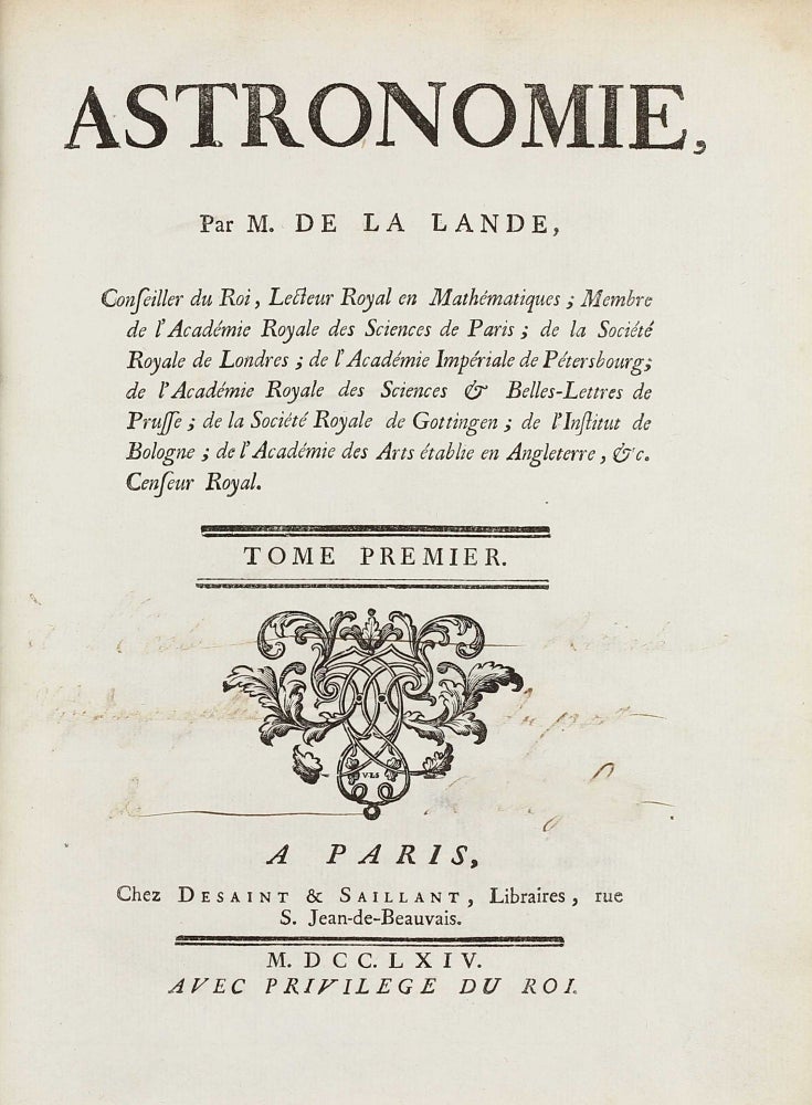 Item #002987 Astronomie. Joseph-Jérôme de LALANDE.