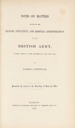 Item #002992 Notes on Matters Affecting the Health, Efficiency, and Hospital Administration of...