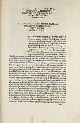 Item #002993 [Opera]. Prohemium Marsilii Ficini Florentini in Plotinum ad Magnanimum Laurentium...