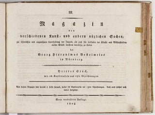 Systematisches Verzeichnis eines Magazins von verschiedenen Kunst- und andern nüzlichen Sachen, zur lehrreichen und angenehmen Unterhaltung der Jugend, als auch für Liebhaber der Künste und Wissenschaften...