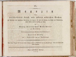 Systematisches Verzeichnis eines Magazins von verschiedenen Kunst- und andern nüzlichen Sachen, zur lehrreichen und angenehmen Unterhaltung der Jugend, als auch für Liebhaber der Künste und Wissenschaften...