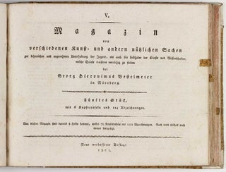 Systematisches Verzeichnis eines Magazins von verschiedenen Kunst- und andern nüzlichen Sachen, zur lehrreichen und angenehmen Unterhaltung der Jugend, als auch für Liebhaber der Künste und Wissenschaften...